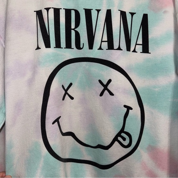 Nirvana Sweatshirt Pastel Tie Dye Women’s Lg Pink Blue - Picture 2 of 5